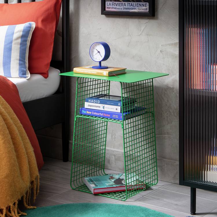 Habitat Cal Metal Bedside Table - Green 0