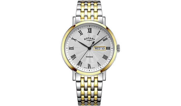 Rotary Men's Tapered Two Tone Stainless Steel Bracelet Watch