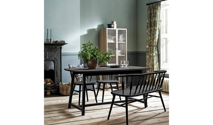 Habitat x Morris & Co. Canterbury Table,Bench & 2 Chairs-Blk