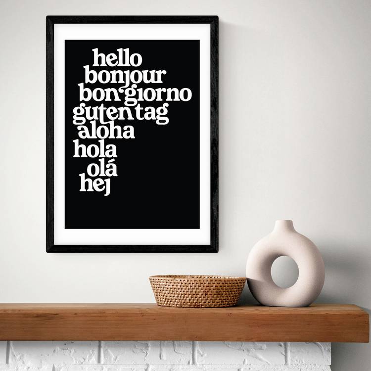 East End Print Hello World Black Frame Art Print - A3 0