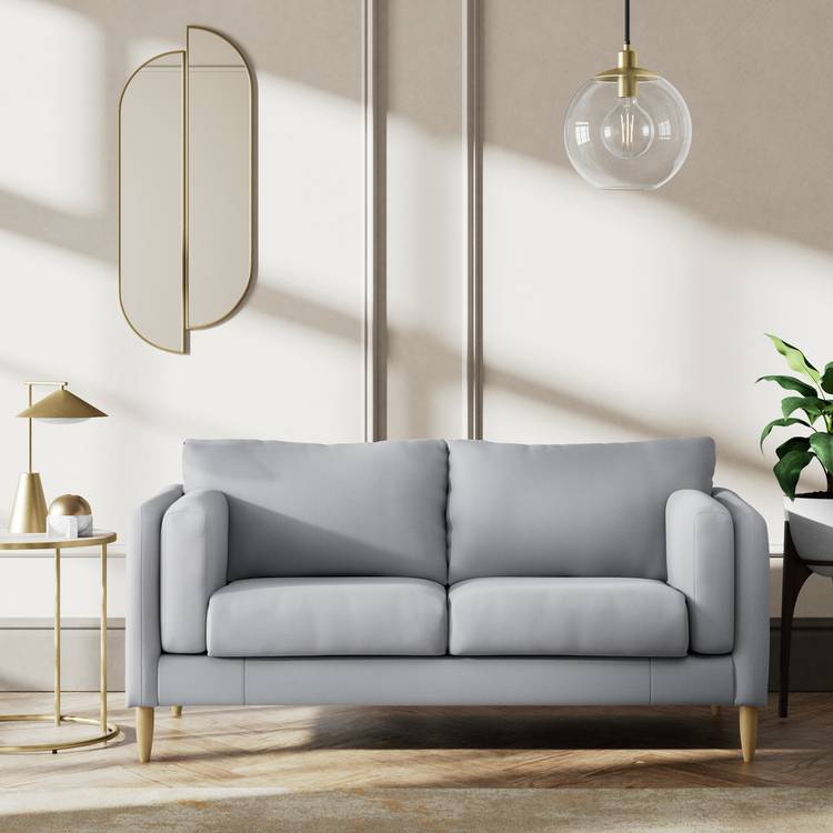 Habitat Newington Fabric 2 Seater Sofa - Grey - Ash Leg 0