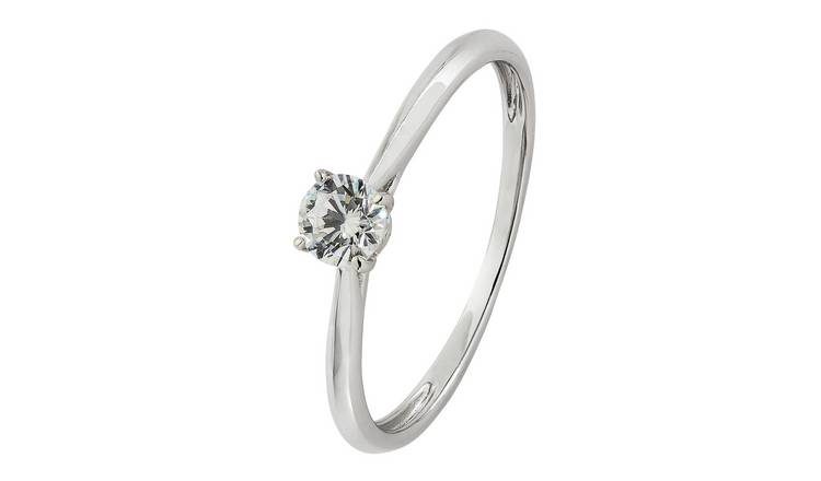 Revere 9ct White Gold Cubic Zirconia Engagement Ring - S