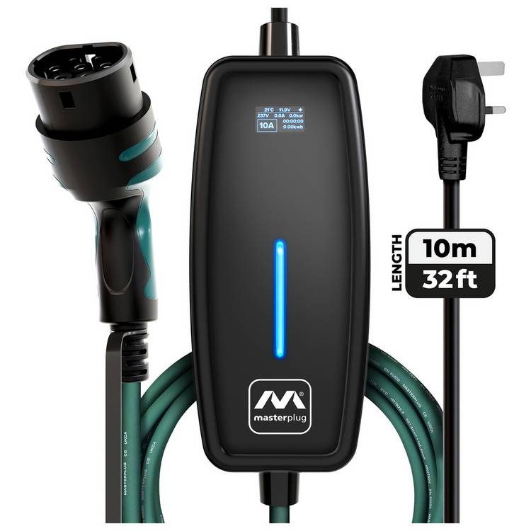 Masterplug 10m Mode 2 EV Charging Cable with 13A 3-Pin Plug 0