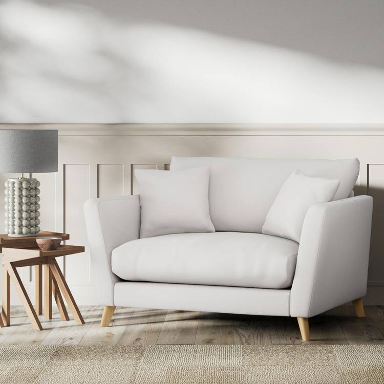 Habitat Lomond Fabric Cuddle Chair - Natural - Ash Leg 0