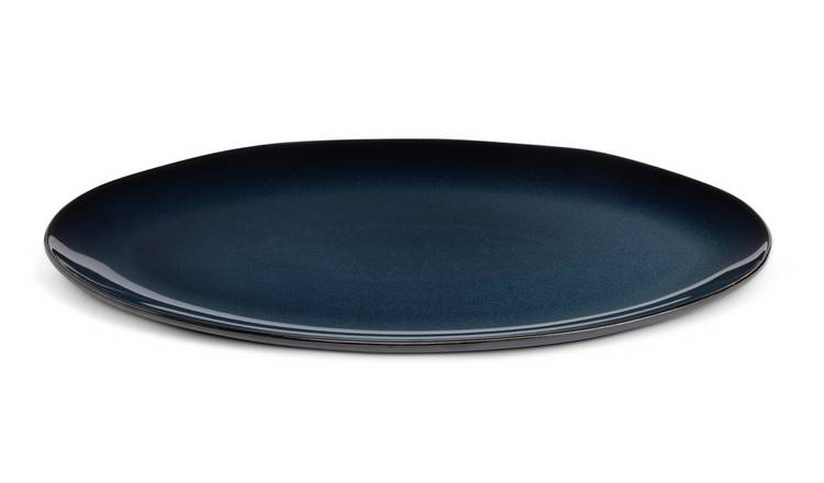 Habitat Reactive Stoneware Oval Platter - Blue