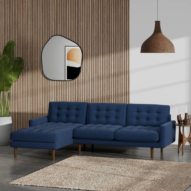 Habitat Fenner Left Hand Corner Sofa - Navy Blue - Dark Leg 0