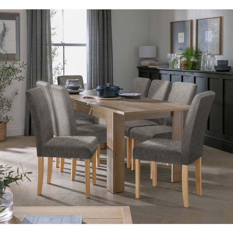 Argos Home Miami Oak Dining Table & 6 Charcoal Chairs 0