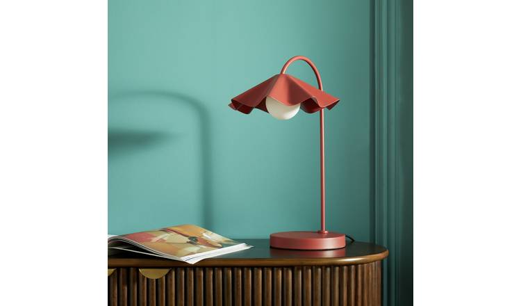 Habitat Yuno Pleat Metal Table Lamp - Red