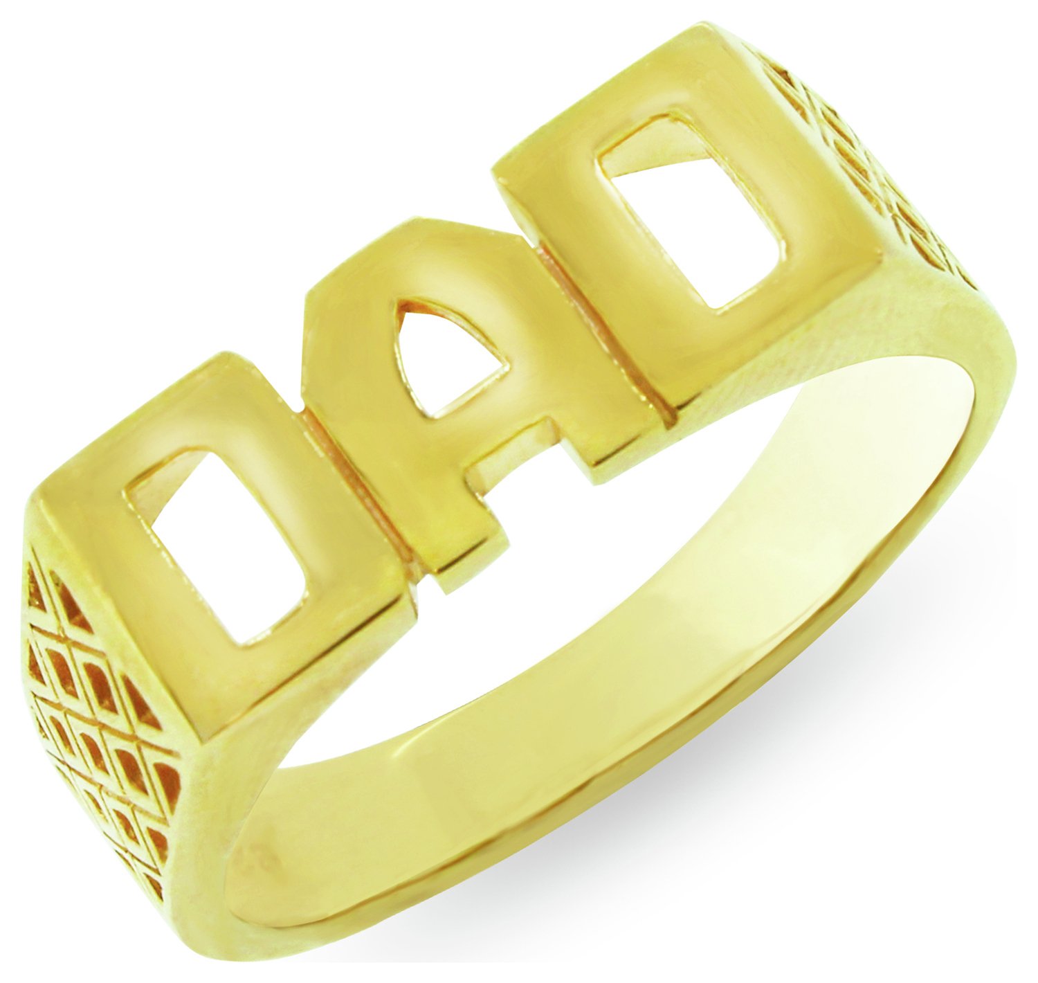 Revere Mens 9ct Gold Plated Sterling Silver 'Dad' Ring - R