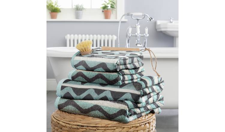 Habitat Retro Wave Geo 4 Piece Towel Bale - Multicoloured