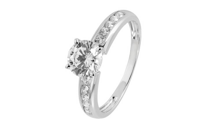 Revere 9ct White Gold Cubic Zirconia Engagement Ring - H