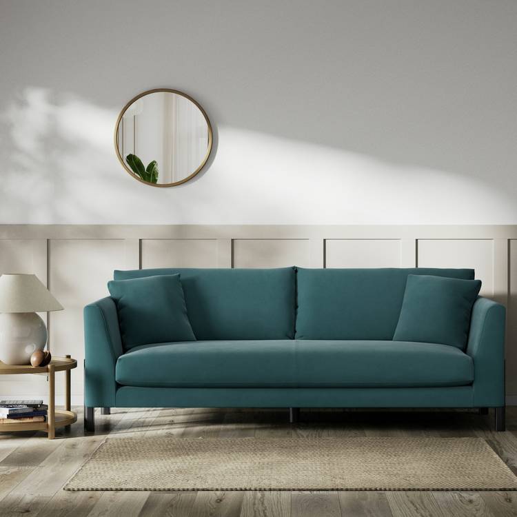 Habitat Aston Fabric 4 Seater Sofa - Teal - Black Leg 0