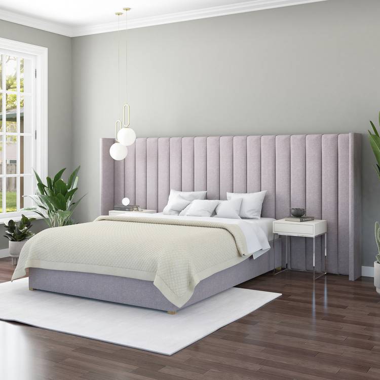 Aspire Grandeur Wing Double Ottoman Bed Frame - Grey 0