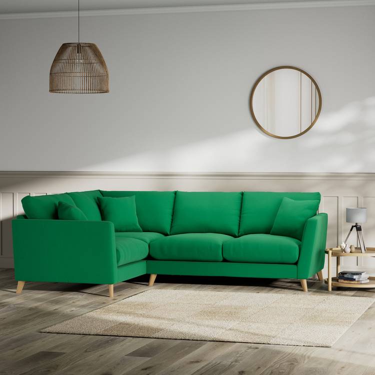 Habitat Lomond Left Hand Corner Sofa - Green - Ash Leg 0