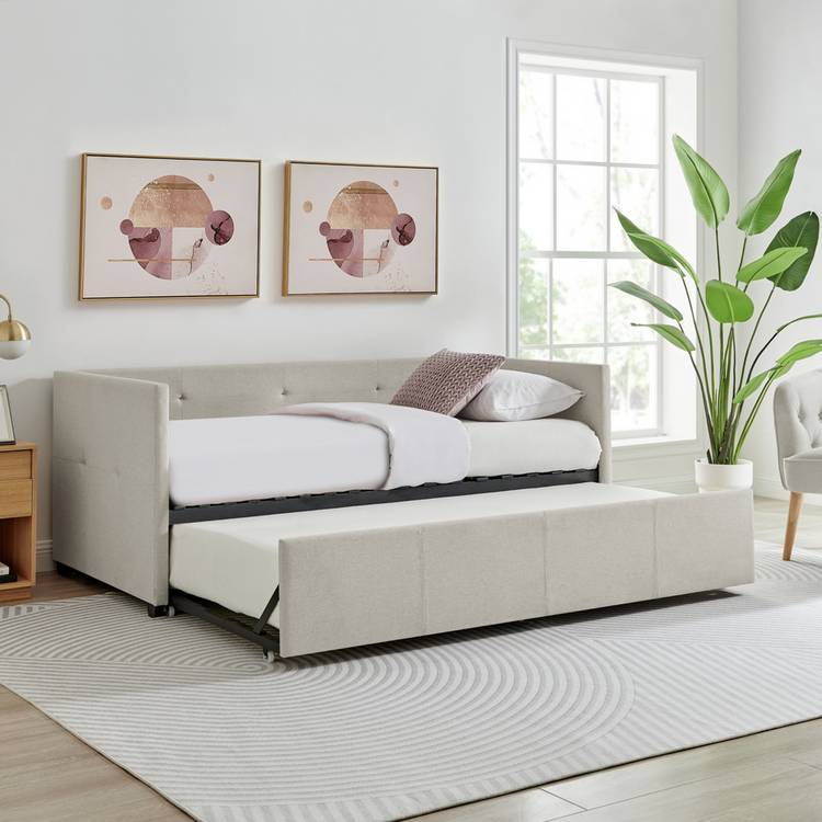 Argos Home Tamara Trundle Day Bed with 2 Mattresses- Natural 0