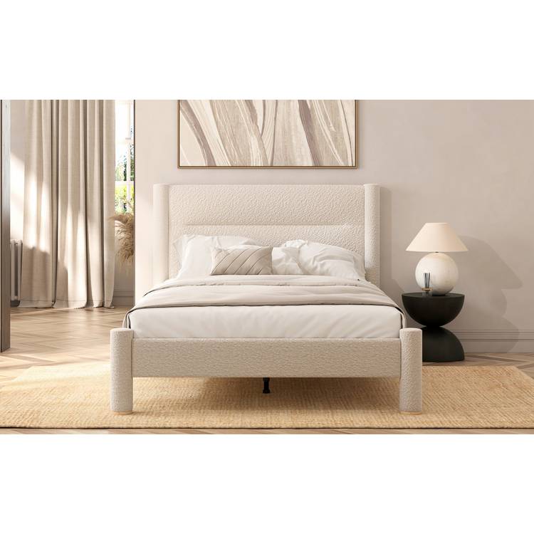 Habitat Vallero Luxe Kingsize Boucle Bed Frame - Cream 0