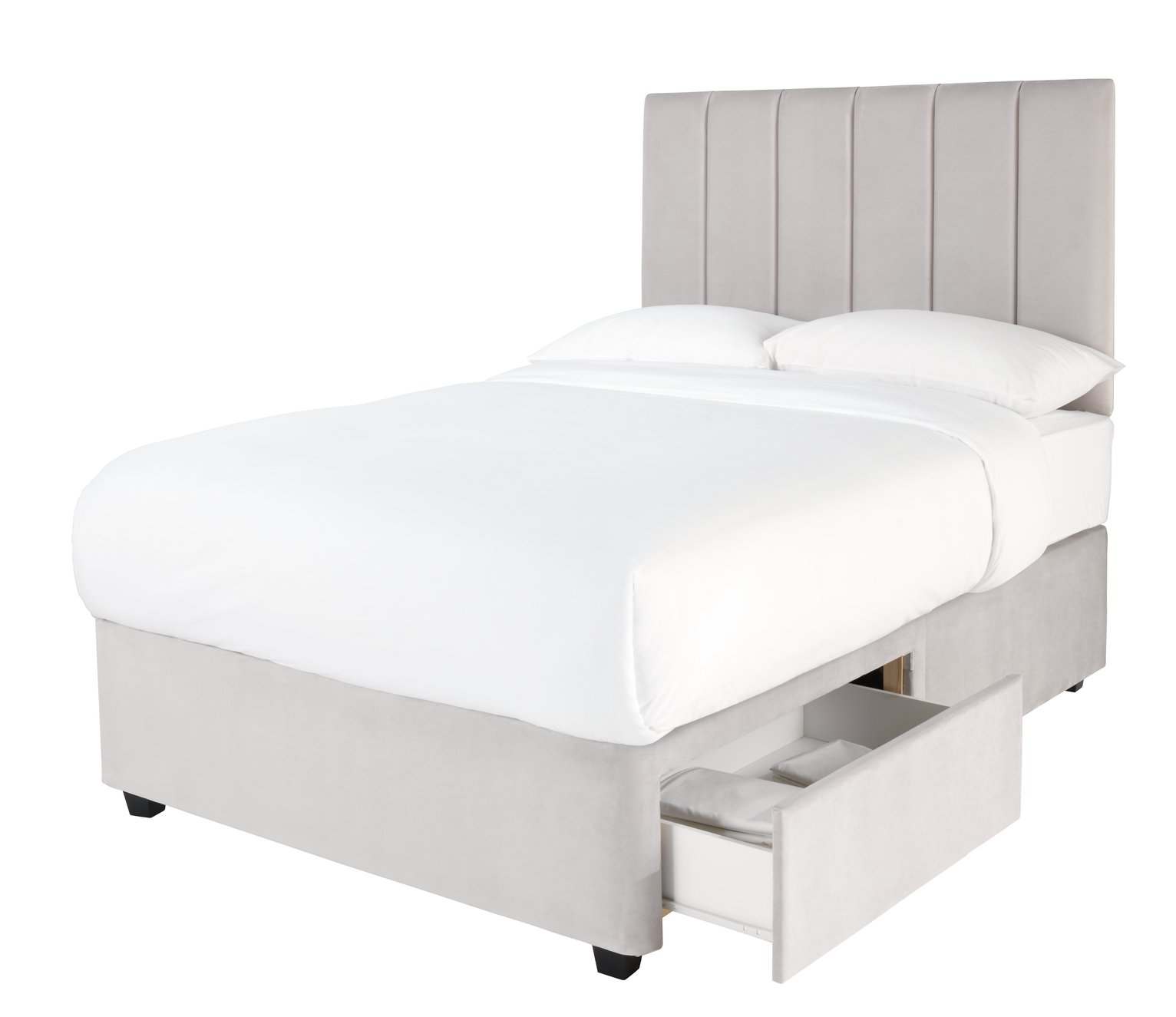 Forty Winks Velvet 1000 Pocket 2 Drw Divan Bed Silver-Double Review