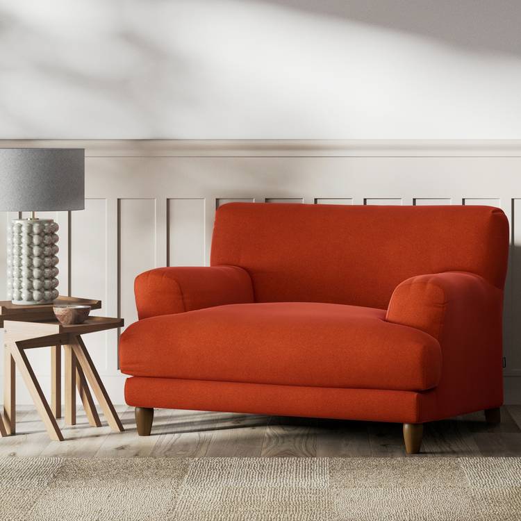 Habitat Askem Velvet Cuddle Chair - Burnt Orange - Dark Leg 0