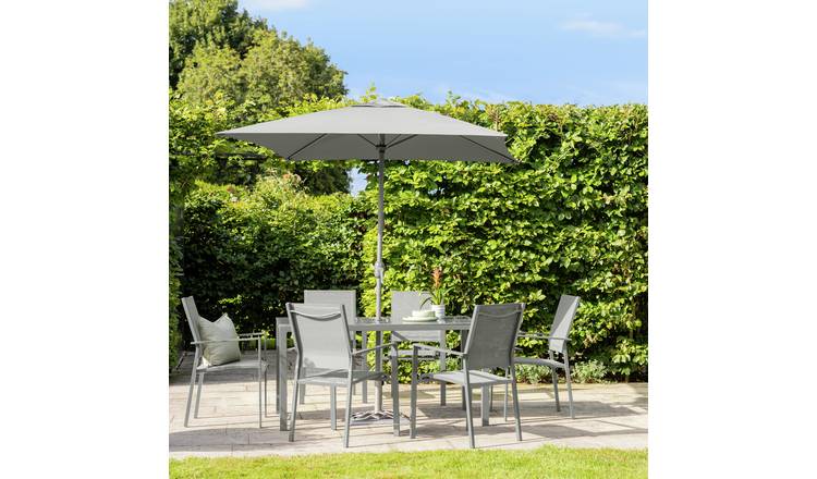 Argos Home 6 Seater Metal Patio Set - Light Grey