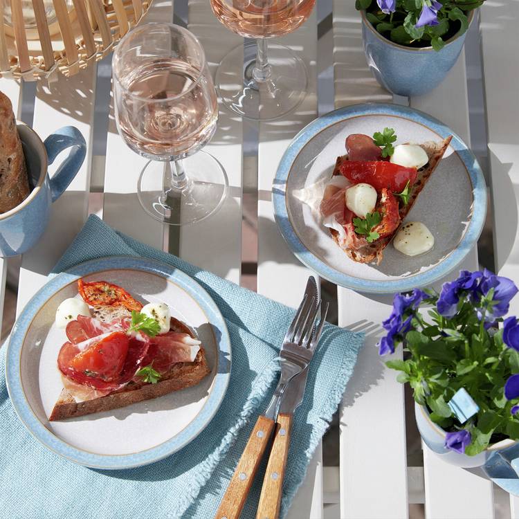 Denby Elements 12 Piece Stoneware Dinner Set - Blue & White 0