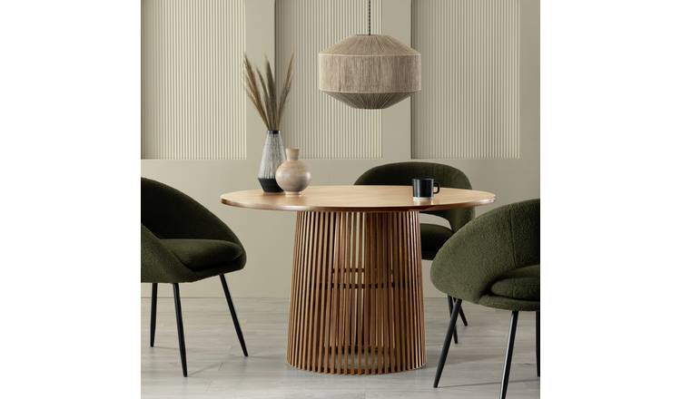 Habitat Jericho Oak Dining Table & 4 Green Chairs