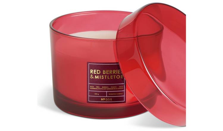 Habitat Multi Wick Candle with Lid - Red Berries & Mistletoe