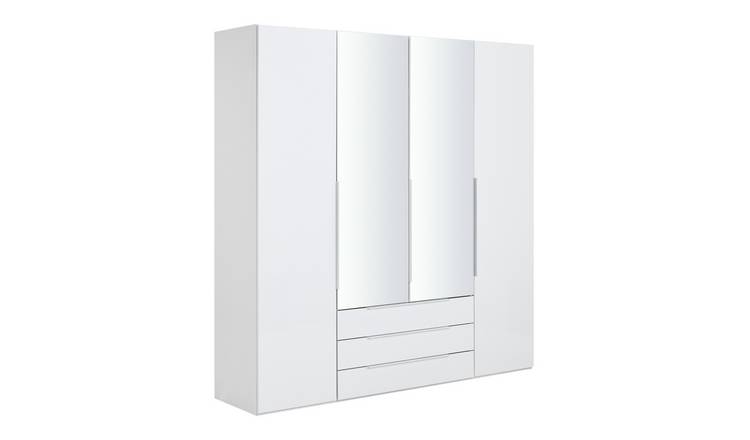 Argos Home Hallingford 4 Door 3 Drawer Wardrobe- White Gloss