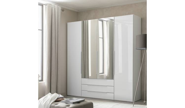 Argos Home Hallingford 4 Door 3 Drawer Wardrobe- White Gloss