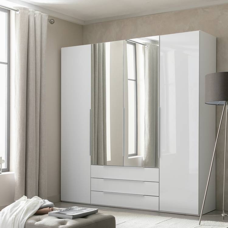 Argos Home Hallingford 4 Door 3 Drawer Wardrobe- White Gloss 0