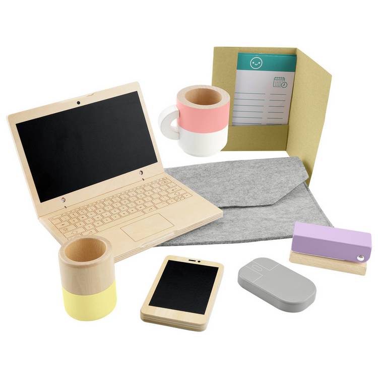 Fisher-Price Wooden Pretend Office Work From Home Playset 0