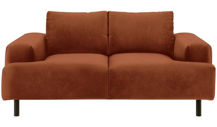 Habitat Julien Velvet 2 Seater Sofa - Orange