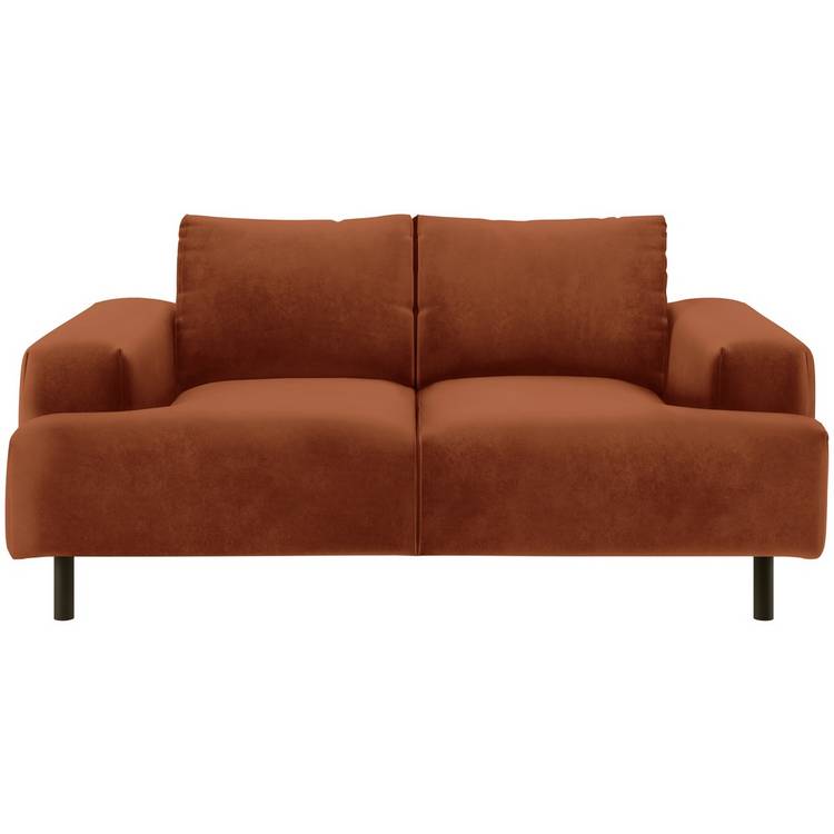 Habitat Julien Velvet 2 Seater Sofa - Orange 0