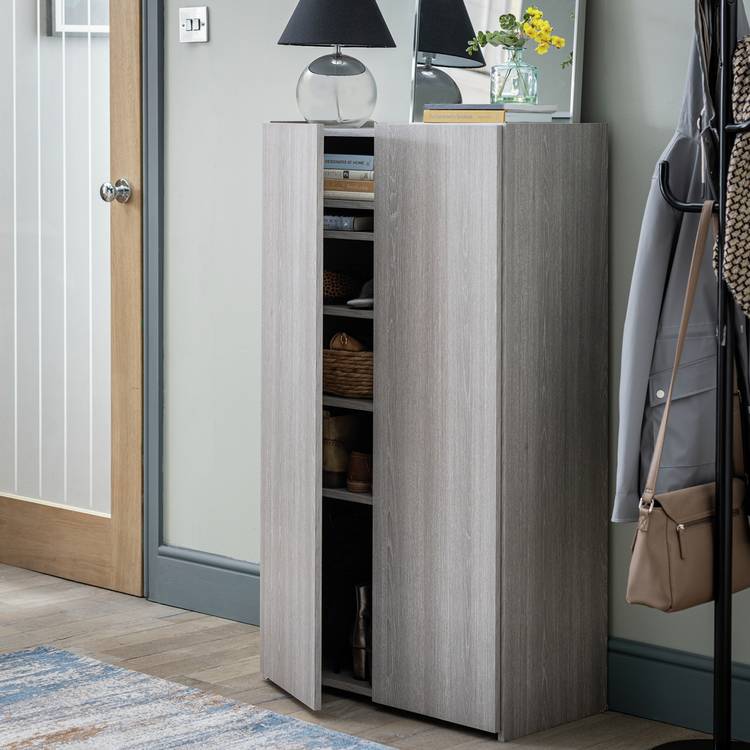 Argos Home Seville 2 Door Shoe Storage Cabinet - Grey & Oak 0