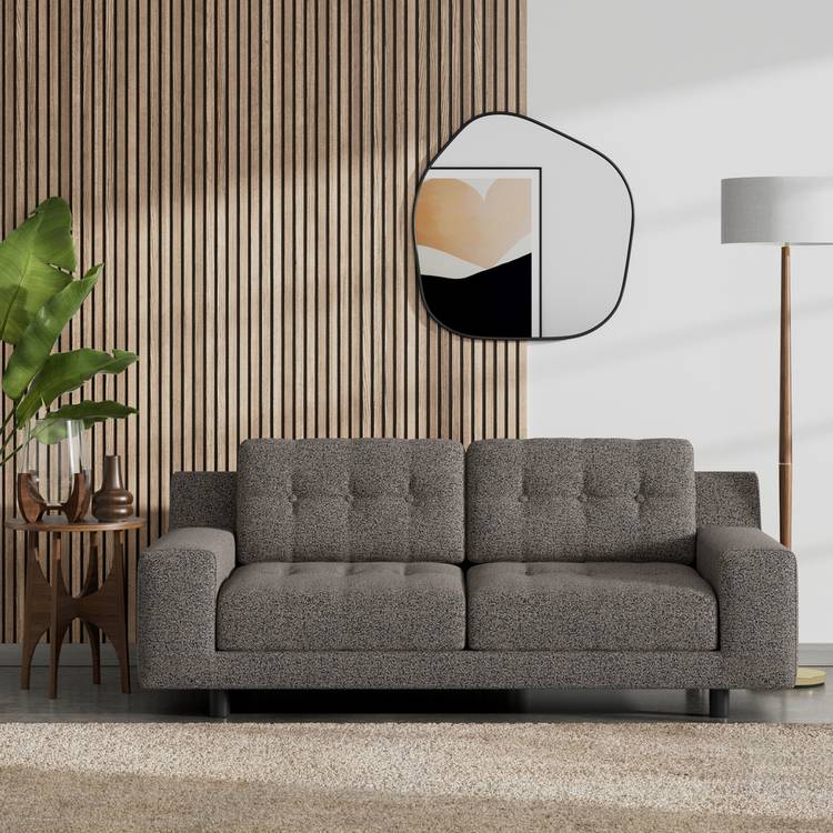 Habitat Hendricks Fabric 2 Seater Sofa - Charcoal- Black Leg 0