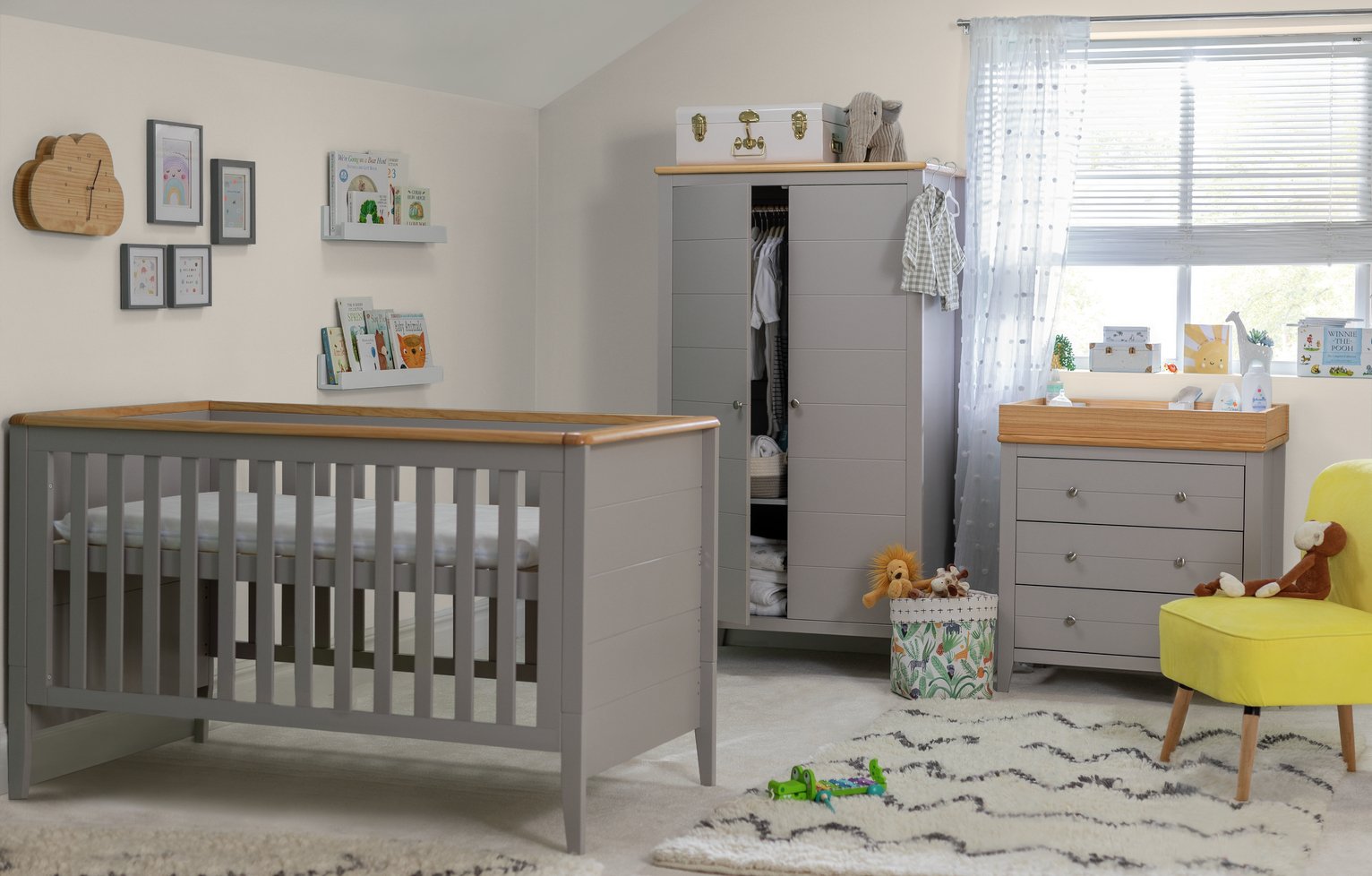 Cuggl Canterbury 3 Piece Nursery Furniture Set - Grey