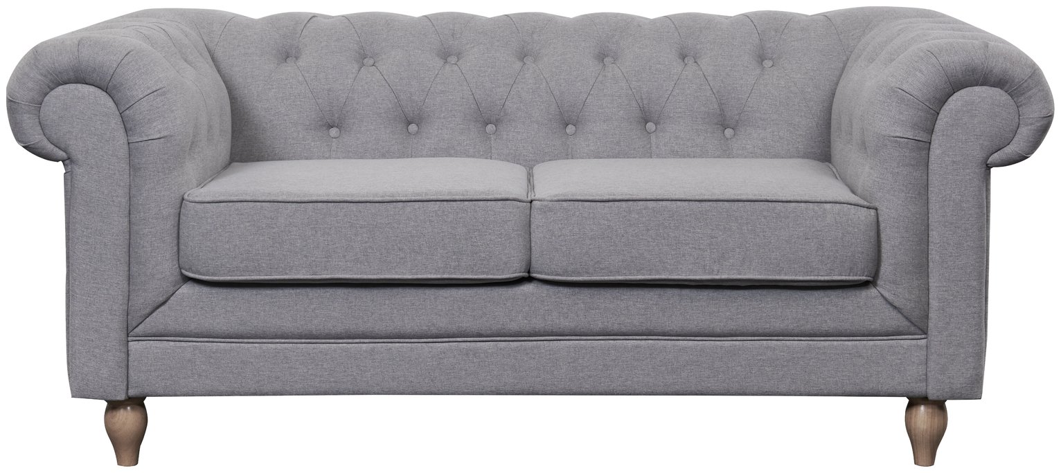 Habitat Chesterfield 2 Seater Woven Sofa - Light Grey