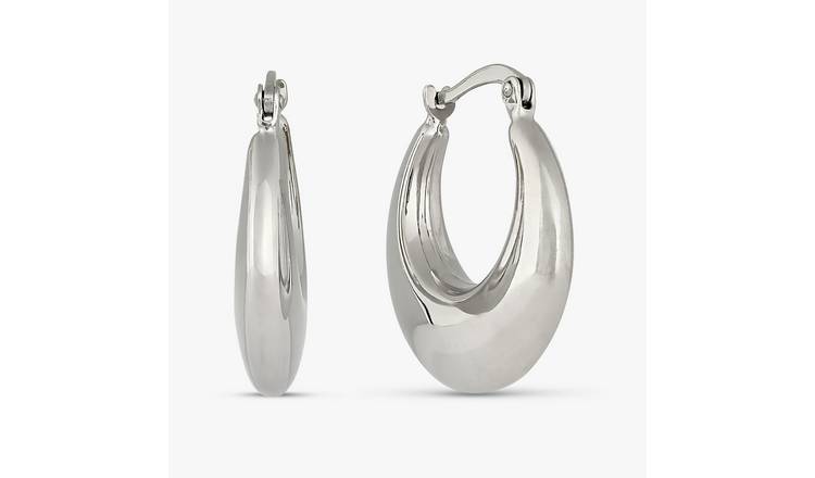 Revere 9ct White Gold Chunky Hoop Earrings