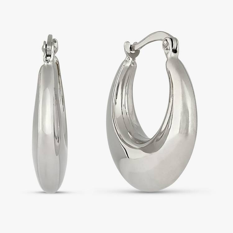 Revere 9ct White Gold Chunky Hoop Earrings 0