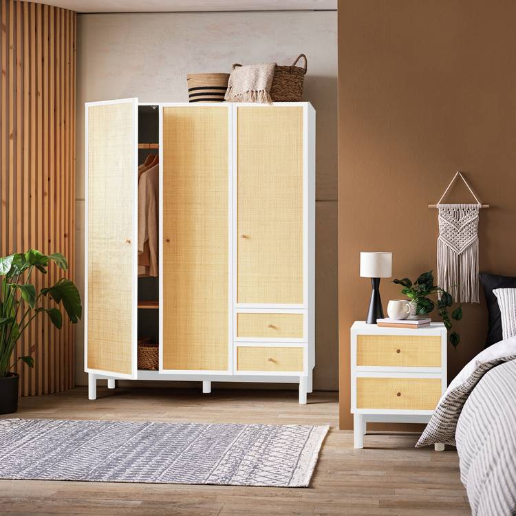 Habitat Simone 3 Door 2 Drawer Wardrobe - White & Oak 0