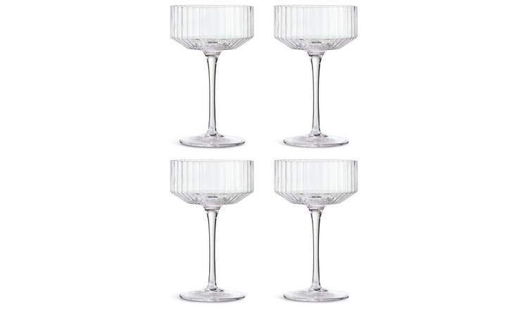 Habitat Wide Ribbed Set of 4 Champagne Coupe