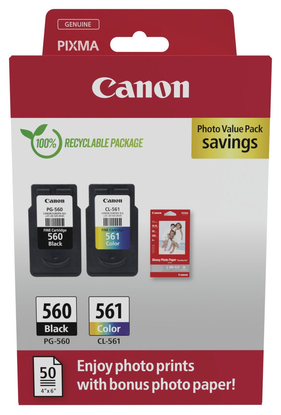 Canon PG-560 & CL-561 Ink Cartridges - Black & Colour