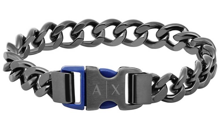 Armani Exchange Gunmetal Stainless Steel Chain Bracelet