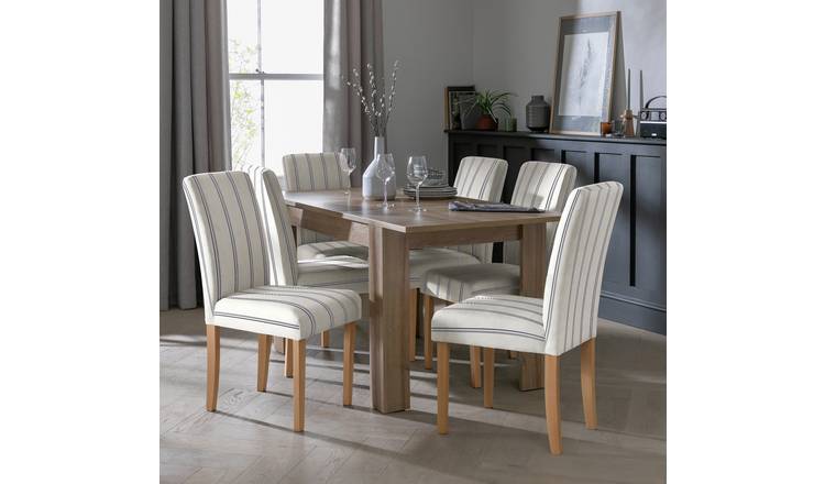 Argos Home Miami Extending Oak Dining Table & 4 White Chairs