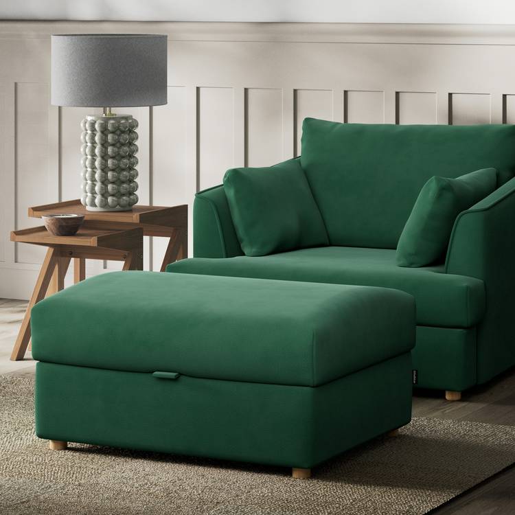 Habitat Holmfirth Fabric Footstool - Green 0