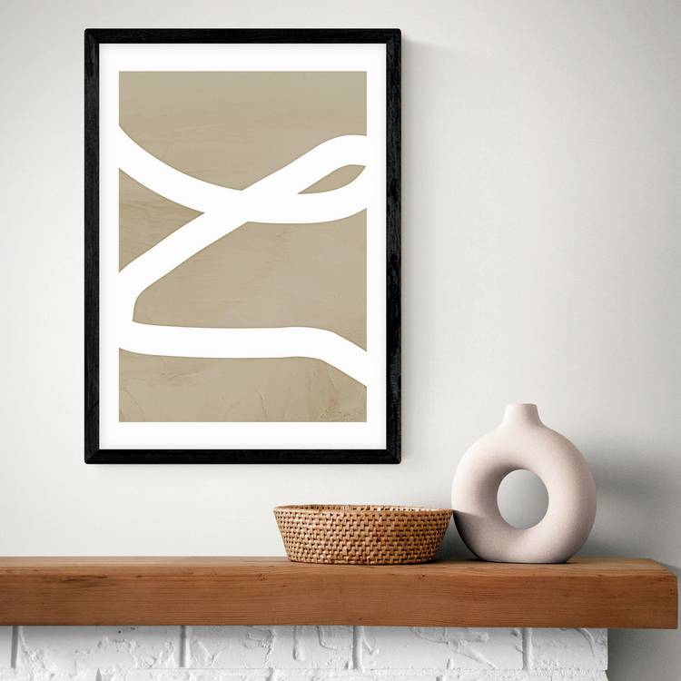 East End Prints Lines Black Frame Art Print - A2 0
