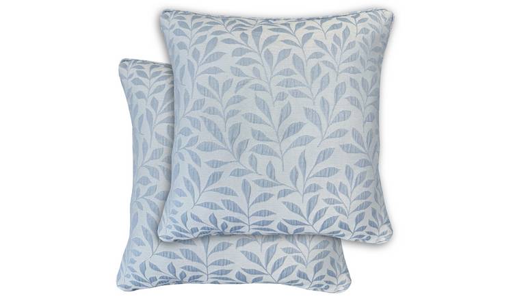 Enhanced Living Jacquard Leaf Cushion Covers - 43 x 43cm - Ice Blue