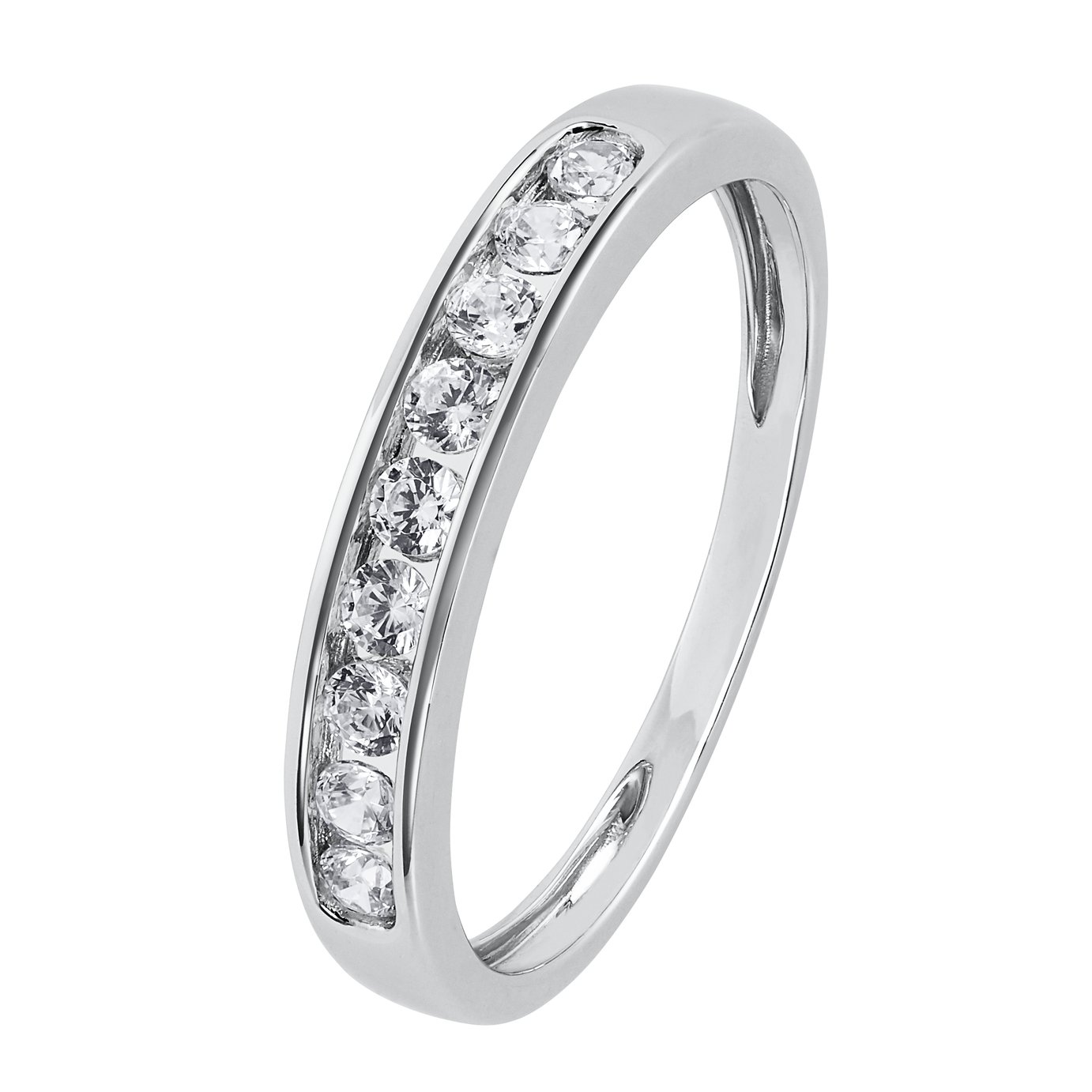 Revere 9ct White Gold Cubic Zirconia Eternity Ring - T