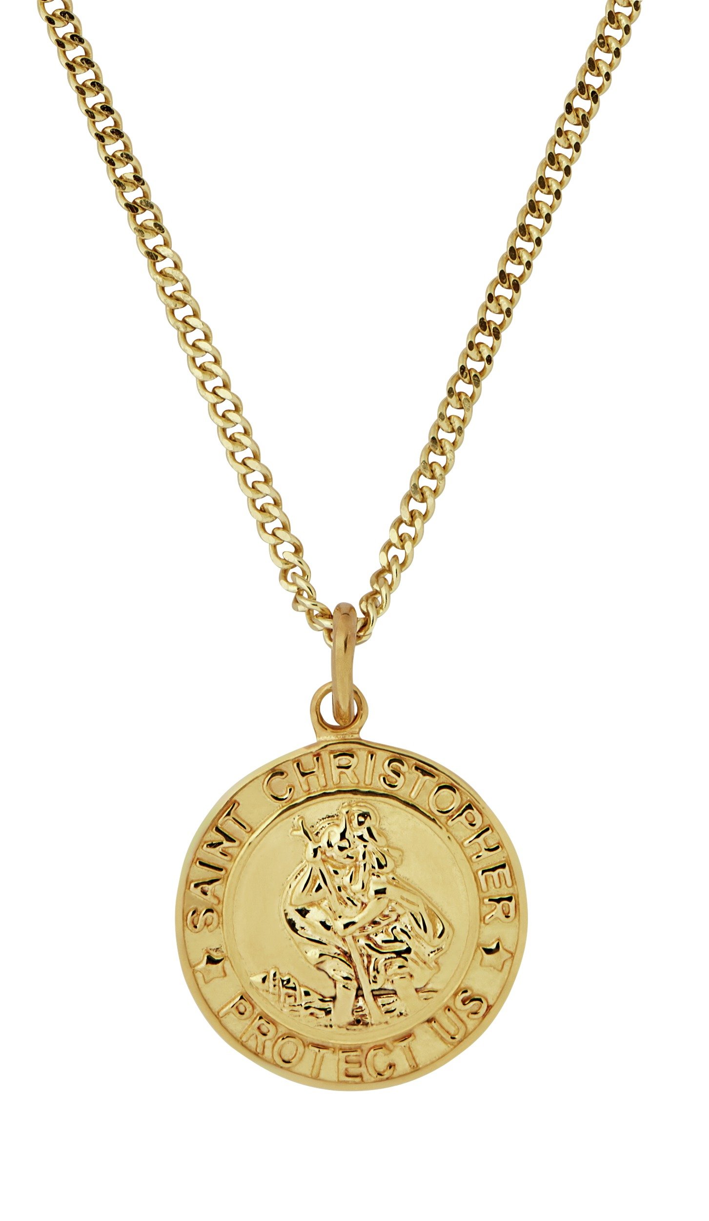 Revere Men's 18ct Gold Plated St. Christopher Pendant