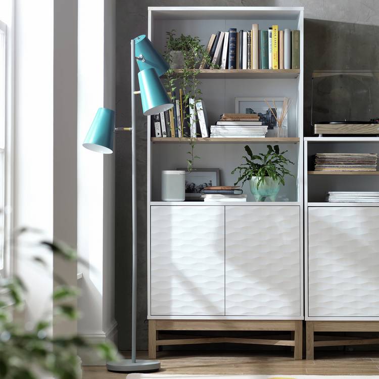 Habitat Zander Tall Textured Bookcase - White & Oak Effect 0