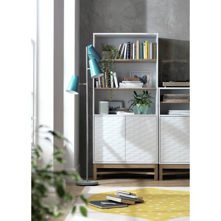 Habitat Zander Tall Textured Bookcase - White & Oak Effect 0